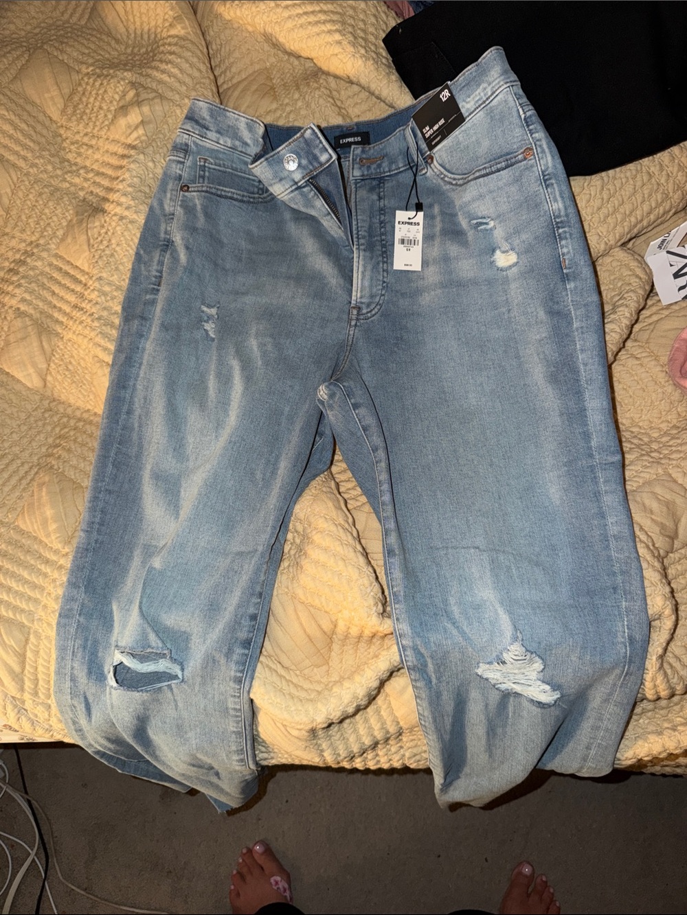Express Light Wash Distressed Boyfriend Jeans